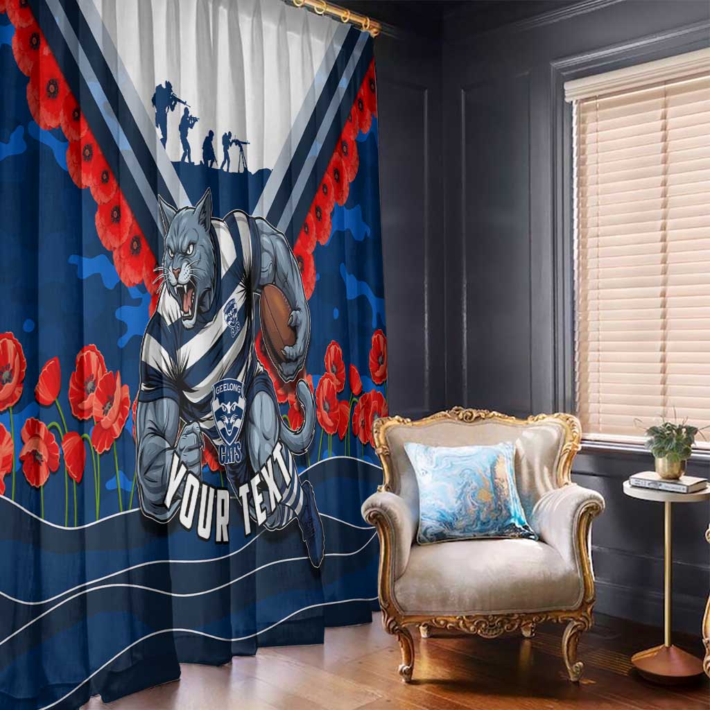 Personalised Geelong Cats ANZAC Window Curtain Military Remembrance Australian Football Mascot Camouflage