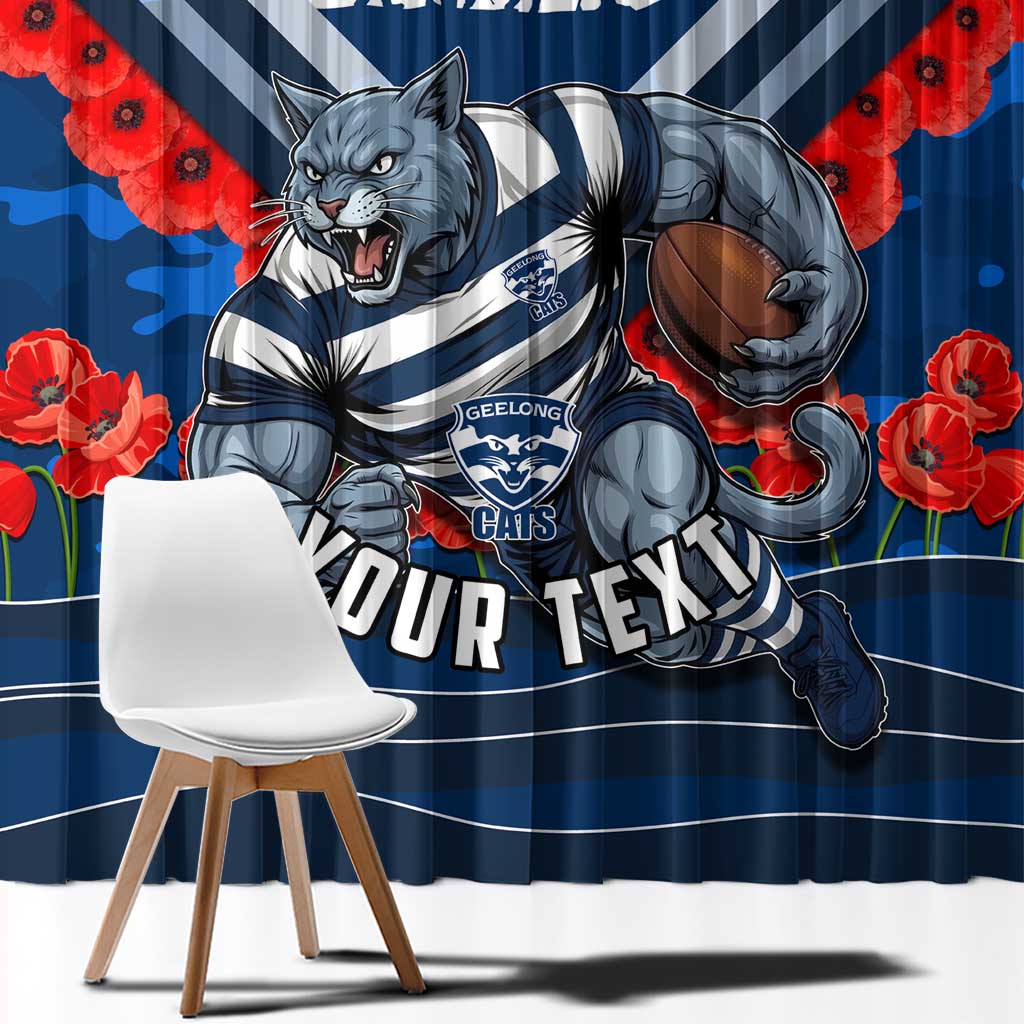 Personalised Geelong Cats ANZAC Window Curtain Military Remembrance Australian Football Mascot Camouflage