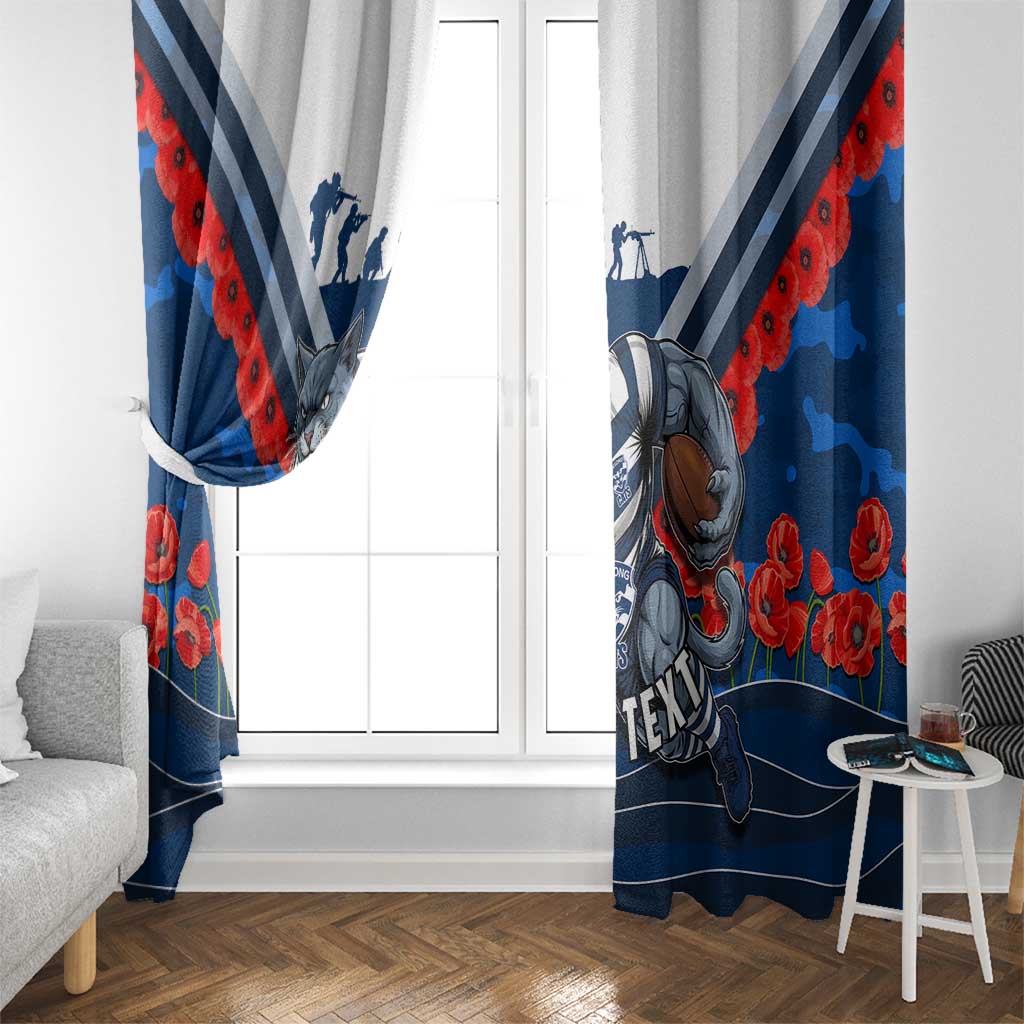 Personalised Geelong Cats ANZAC Window Curtain Military Remembrance Australian Football Mascot Camouflage