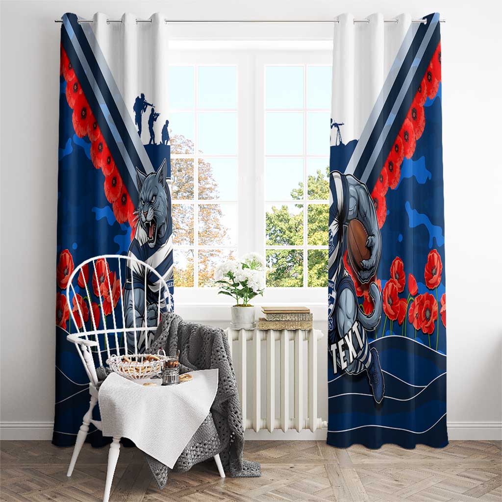 Personalised Geelong Cats ANZAC Window Curtain Military Remembrance Australian Football Mascot Camouflage