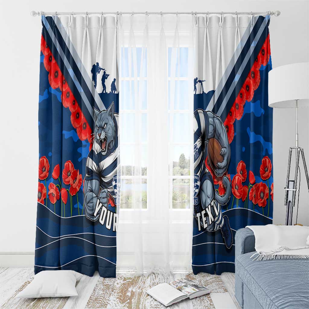 Personalised Geelong Cats ANZAC Window Curtain Military Remembrance Australian Football Mascot Camouflage