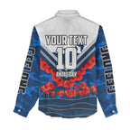 Personalised Geelong Cats ANZAC Women Casual Shirt Military Remembrance Australian Football Mascot Camouflage