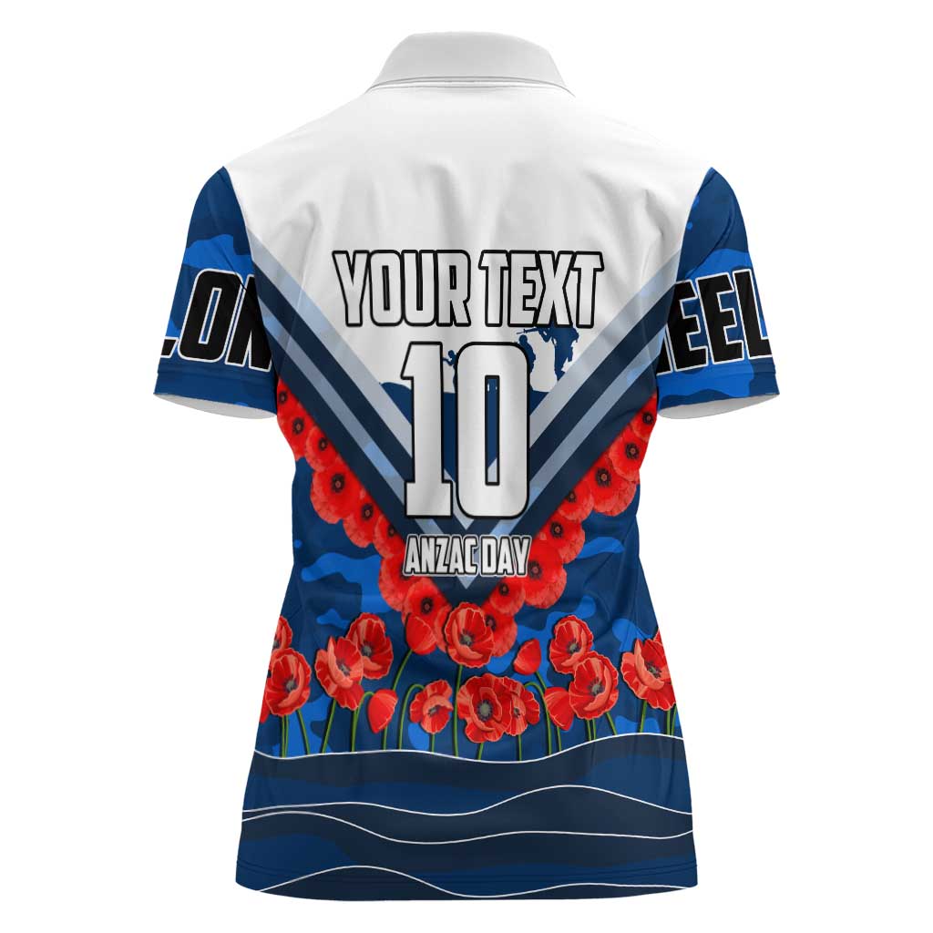 Personalised Geelong Cats ANZAC Women Polo Shirt Military Remembrance Australian Football Mascot Camouflage