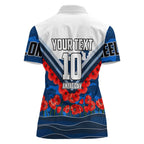 Personalised Geelong Cats ANZAC Women Polo Shirt Military Remembrance Australian Football Mascot Camouflage