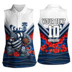 Personalised Geelong Cats ANZAC Women Sleeveless Polo Shirt Military Remembrance Australian Football Mascot Camouflage