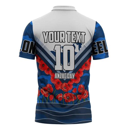 Personalised Geelong Cats ANZAC Zipper Polo Shirt Military Remembrance Australian Football Mascot Camouflage