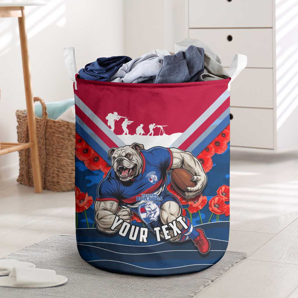 Personalised Western Bulldogs ANZAC Laundry Basket Military Remembrance Australian Football Mascot Camouflage
