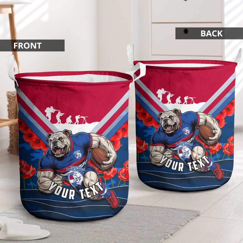 Personalised Western Bulldogs ANZAC Laundry Basket Military Remembrance Australian Football Mascot Camouflage