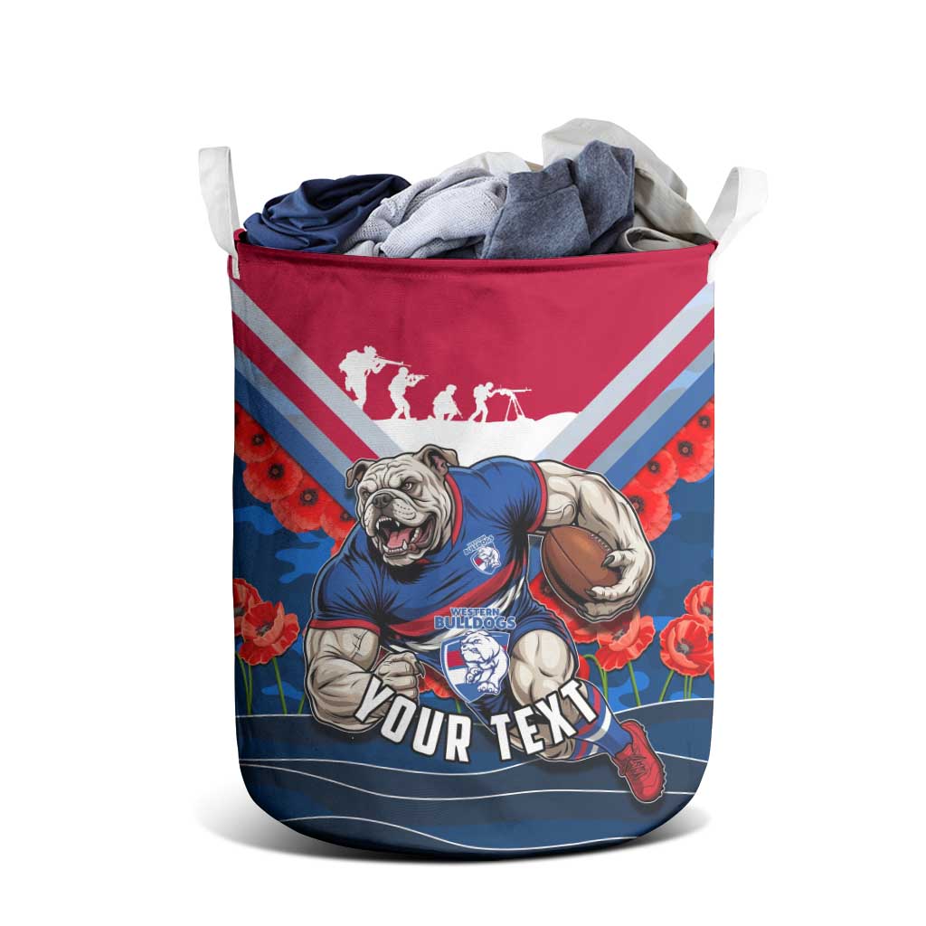 Personalised Western Bulldogs ANZAC Laundry Basket Military Remembrance Australian Football Mascot Camouflage