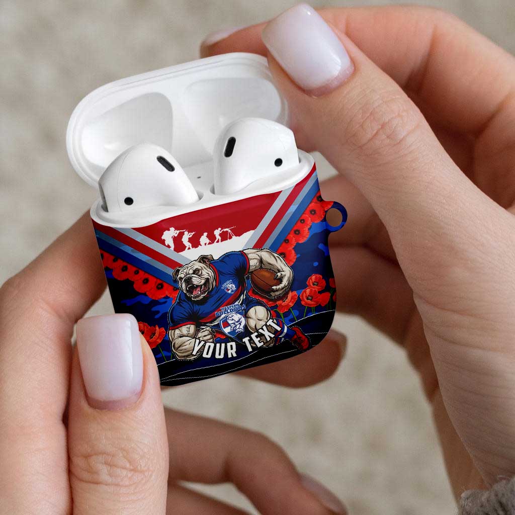 Personalised Western Bulldogs ANZAC AirPods Case Military Remembrance Australian Football Mascot Camouflage