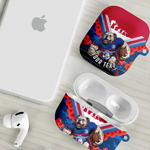 Personalised Western Bulldogs ANZAC AirPods Case Military Remembrance Australian Football Mascot Camouflage
