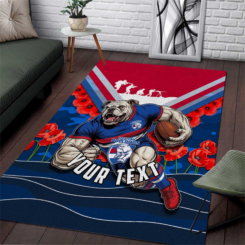 Personalised Western Bulldogs ANZAC Area Rug Military Remembrance Australian Football Mascot Camouflage