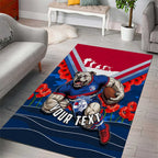 Personalised Western Bulldogs ANZAC Area Rug Military Remembrance Australian Football Mascot Camouflage