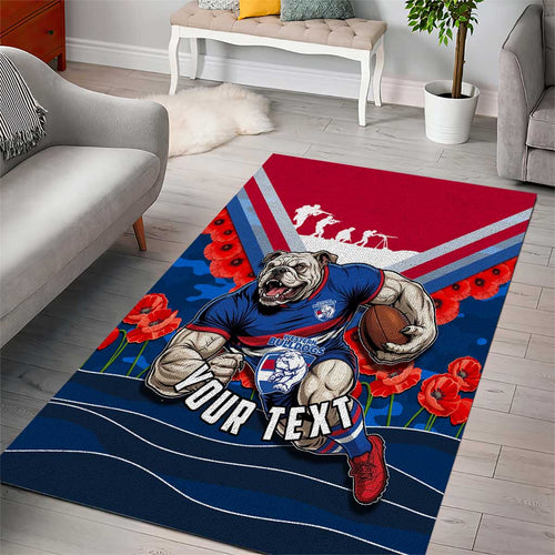 Personalised Western Bulldogs ANZAC Area Rug Military Remembrance Australian Football Mascot Camouflage