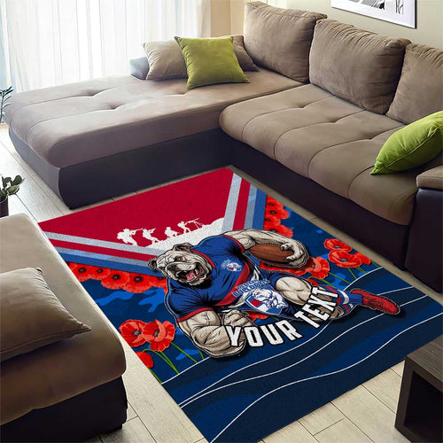 Personalised Western Bulldogs ANZAC Area Rug Military Remembrance Australian Football Mascot Camouflage