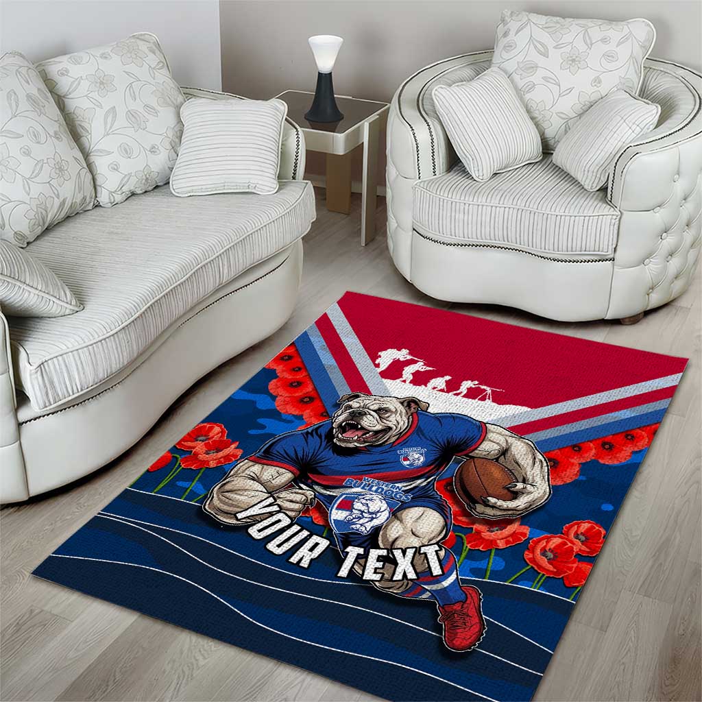 Personalised Western Bulldogs ANZAC Area Rug Military Remembrance Australian Football Mascot Camouflage