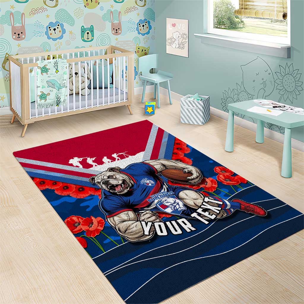 Personalised Western Bulldogs ANZAC Area Rug Military Remembrance Australian Football Mascot Camouflage