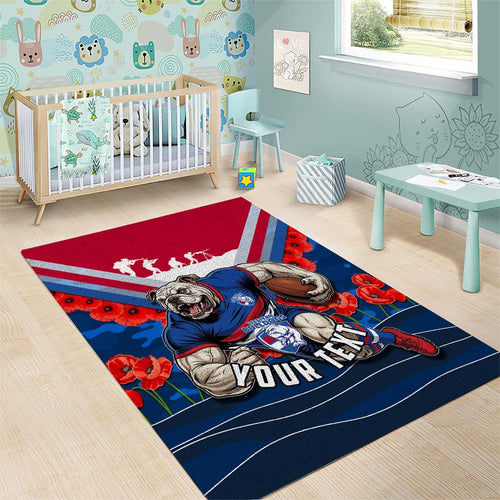 Personalised Western Bulldogs ANZAC Area Rug Military Remembrance Australian Football Mascot Camouflage