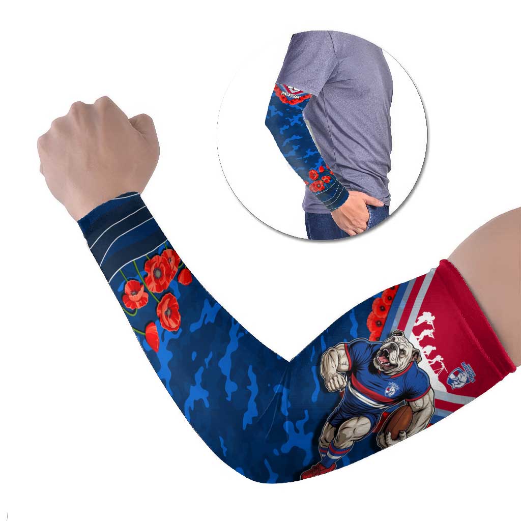 Personalised Western Bulldogs ANZAC Arm Sleeves Military Remembrance Australian Football Mascot Camouflage