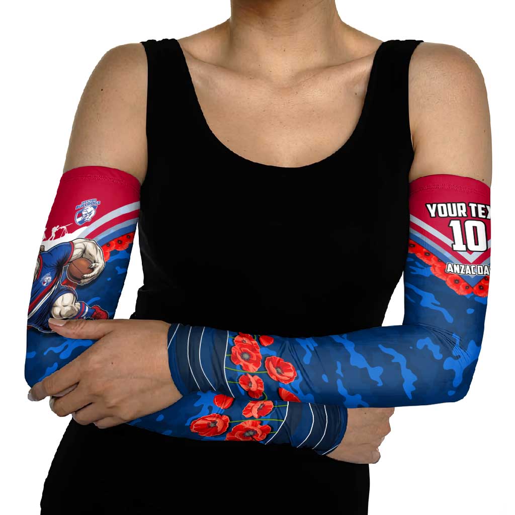 Personalised Western Bulldogs ANZAC Arm Sleeves Military Remembrance Australian Football Mascot Camouflage