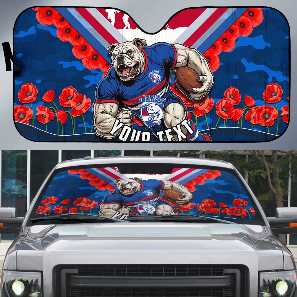 Personalised Western Bulldogs ANZAC Auto Sun Shade Military Remembrance Australian Football Mascot Camouflage