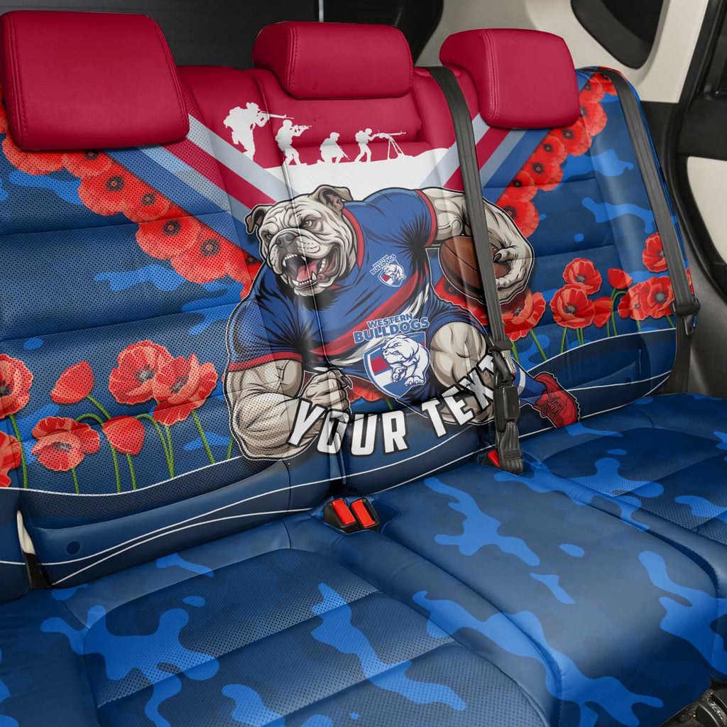 Personalised Western Bulldogs ANZAC Back Car Seat Cover Military Remembrance Australian Football Mascot Camouflage