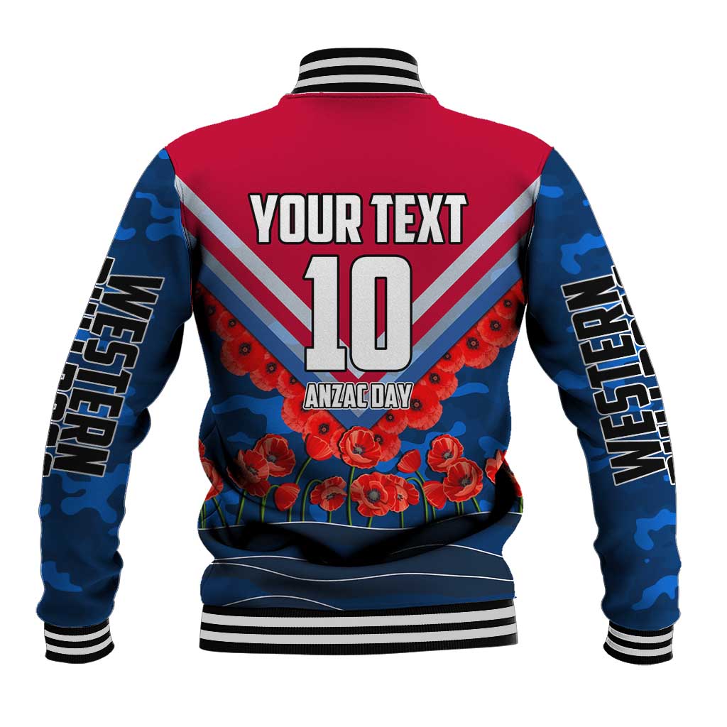 Personalised Western Bulldogs ANZAC Baseball Jacket Military Remembrance Australian Football Mascot Camouflage