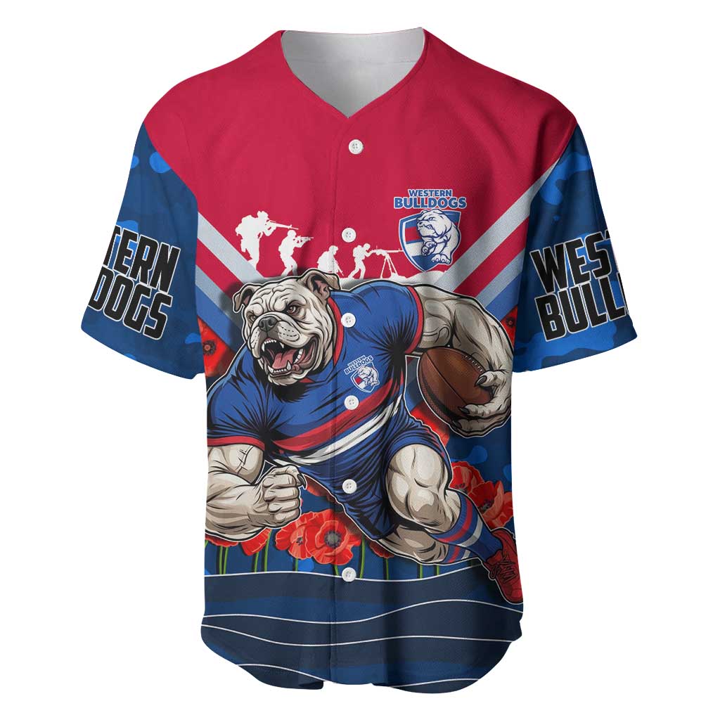 Personalised Western Bulldogs ANZAC Baseball Jersey Military Remembrance Australian Football Mascot Camouflage