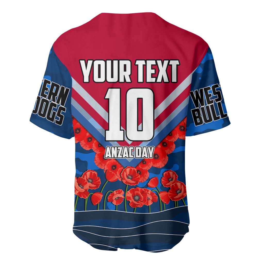 Personalised Western Bulldogs ANZAC Baseball Jersey Military Remembrance Australian Football Mascot Camouflage