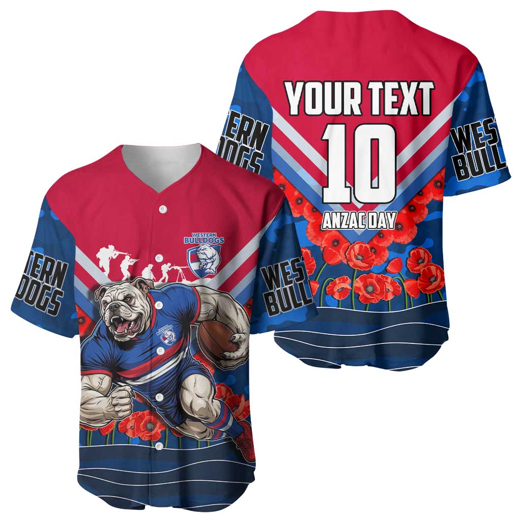 Personalised Western Bulldogs ANZAC Baseball Jersey Military Remembrance Australian Football Mascot Camouflage