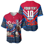 Personalised Western Bulldogs ANZAC Baseball Jersey Military Remembrance Australian Football Mascot Camouflage
