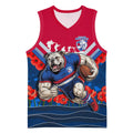 Personalised Western Bulldogs ANZAC Basketball Jersey Military Remembrance Australian Football Mascot Camouflage