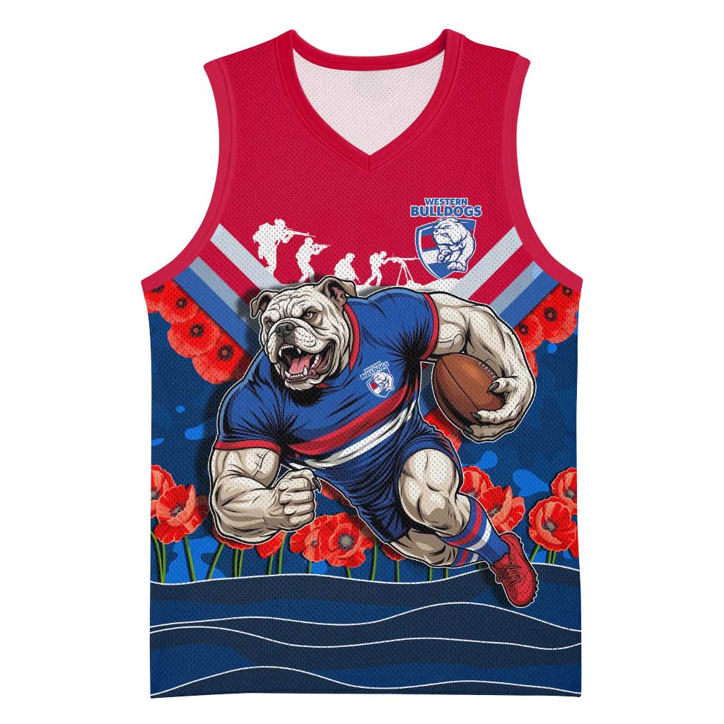 Personalised Western Bulldogs ANZAC Basketball Jersey Military Remembrance Australian Football Mascot Camouflage