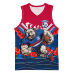 Personalised Western Bulldogs ANZAC Basketball Jersey Military Remembrance Australian Football Mascot Camouflage