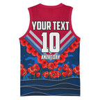 Personalised Western Bulldogs ANZAC Basketball Jersey Military Remembrance Australian Football Mascot Camouflage