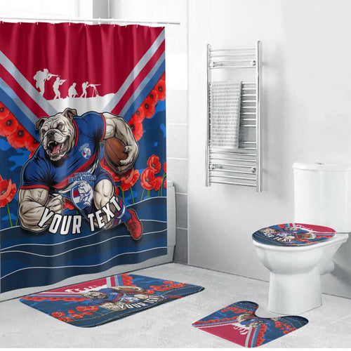 Personalised Western Bulldogs ANZAC Bathroom Set Military Remembrance Australian Football Mascot Camouflage