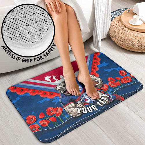 Personalised Western Bulldogs ANZAC Bathroom Set Military Remembrance Australian Football Mascot Camouflage