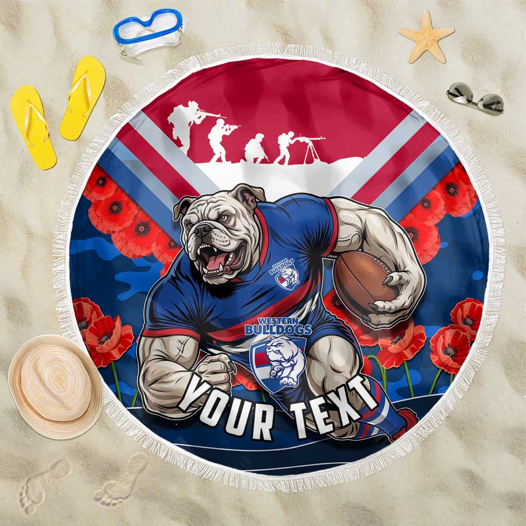 Personalised Western Bulldogs ANZAC Beach Blanket Military Remembrance Australian Football Mascot Camouflage