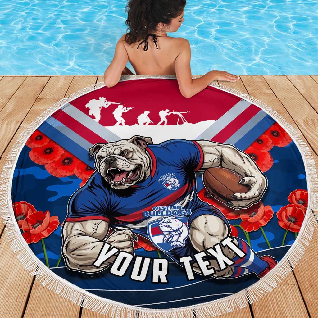 Personalised Western Bulldogs ANZAC Beach Blanket Military Remembrance Australian Football Mascot Camouflage