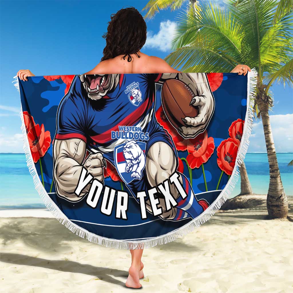 Personalised Western Bulldogs ANZAC Beach Blanket Military Remembrance Australian Football Mascot Camouflage