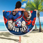 Personalised Western Bulldogs ANZAC Beach Blanket Military Remembrance Australian Football Mascot Camouflage