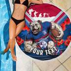 Personalised Western Bulldogs ANZAC Beach Blanket Military Remembrance Australian Football Mascot Camouflage