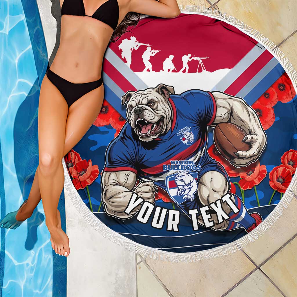 Personalised Western Bulldogs ANZAC Beach Blanket Military Remembrance Australian Football Mascot Camouflage