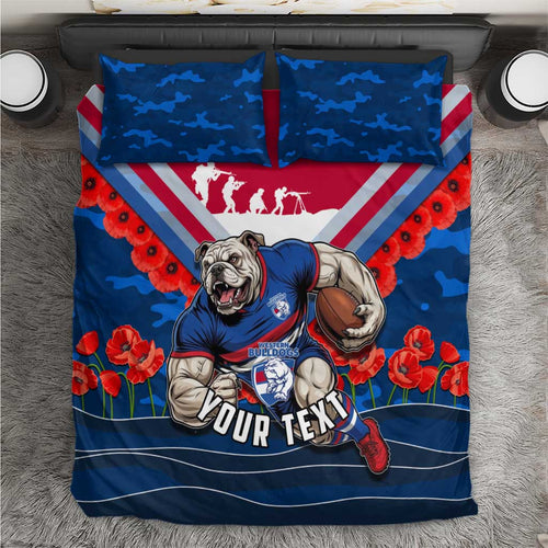 Personalised Western Bulldogs ANZAC Bedding Set Military Remembrance Australian Football Mascot Camouflage