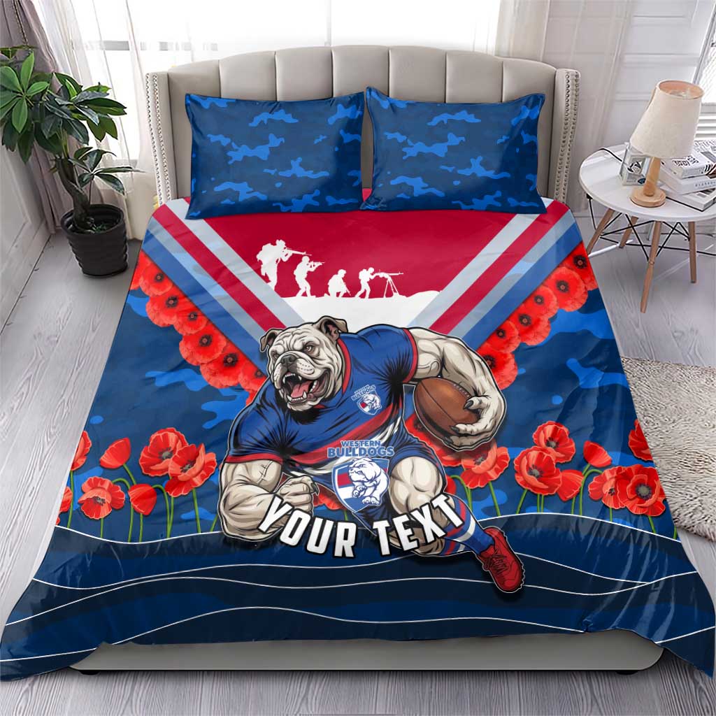 Personalised Western Bulldogs ANZAC Bedding Set Military Remembrance Australian Football Mascot Camouflage