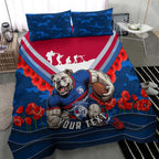 Personalised Western Bulldogs ANZAC Bedding Set Military Remembrance Australian Football Mascot Camouflage