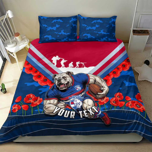 Personalised Western Bulldogs ANZAC Bedding Set Military Remembrance Australian Football Mascot Camouflage