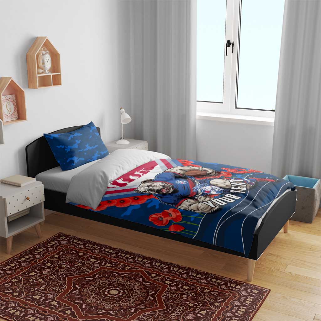 Personalised Western Bulldogs ANZAC Bedding Set Military Remembrance Australian Football Mascot Camouflage