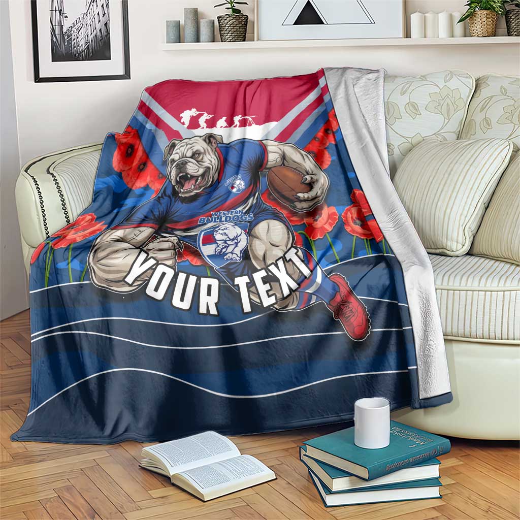 Personalised Western Bulldogs ANZAC Blanket Military Remembrance Australian Football Mascot Camouflage