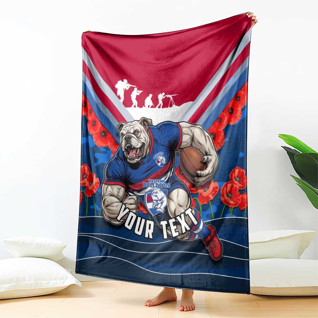 Personalised Western Bulldogs ANZAC Blanket Military Remembrance Australian Football Mascot Camouflage